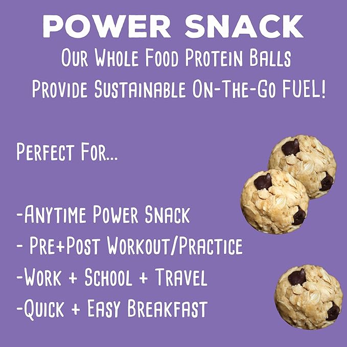 simplyFUEL Whole Food Protein Balls with Probiotics - Chocolate Chip Cookie Dough Snacks - 8g Protein Snack - Gluten Free Energy Balls