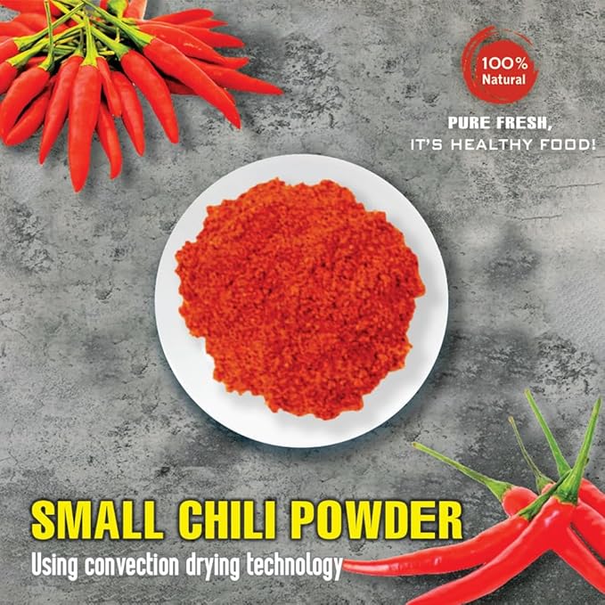 SMALL CHILI POWDER 5.29 Oz (150g) VIETFARMFOOD: Natural pure, convection dried seasoning made from real vegetables - perfect for adding flavor to any meal, from cooking, baking, salads, soups, sauces