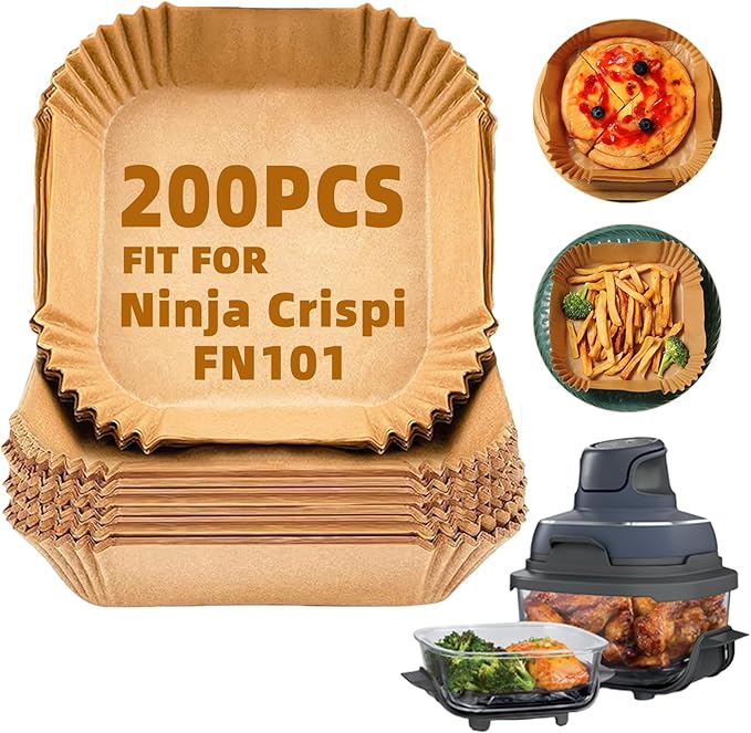 200PCS Air Fryer Liners Disposable for Ninja Crispi FN101GY/ST/SG,LYHOLKEER Parchment Paper For Glass Portable Cooking System Air Fryer,Ninja Crispi Accessories