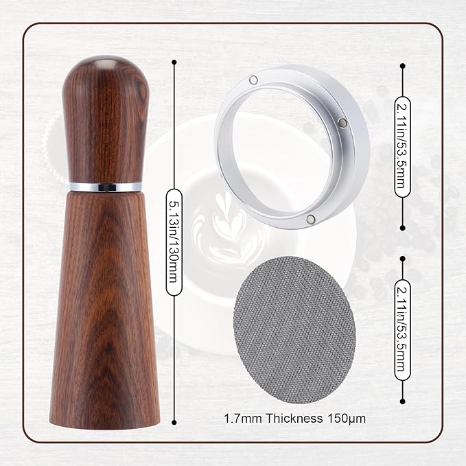 53.5mm Espresso Accessories Kit,316 Stainless Steel WDT Tool Espresso,Dosing Funnel and Puck Screen Set竊똄spresso Distribution Tool,Espresso Coffee Stirrer for Barista