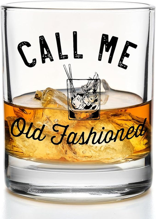 Call Me Old Fashioned Whiskey Glasses 10 oz, Gifts for Cocktail Lovers, Funny Old Fashioned Rocks Glasses for Women Men Drinking Scotch Bourbon Cocktail Liquor Vodka