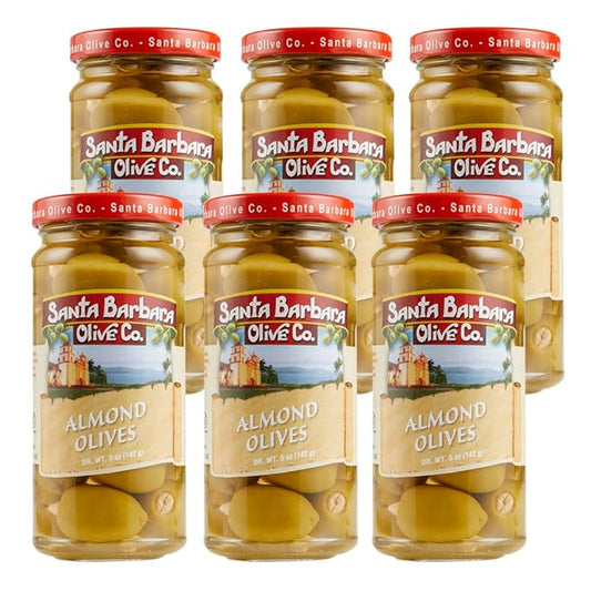 Santa Barbara Olive Co. Almond Stuffed Green Olives, 5 Ounce (Pack of 6)