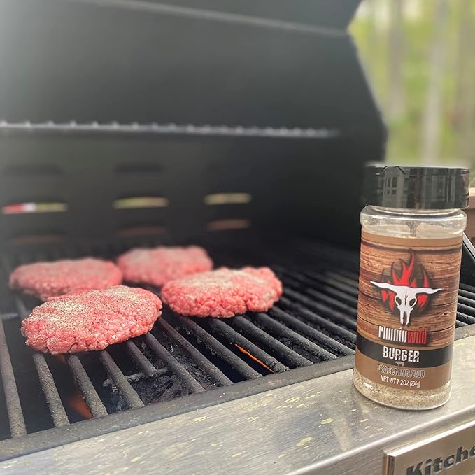 Burger Seasoning | Premium Hamburger Seasoning for Smash Burgers, Burger Patties, Turkey Burgers, Meatloaf, Steak, and Beef | Runnin??Wild Foods (7.2 Ounce)