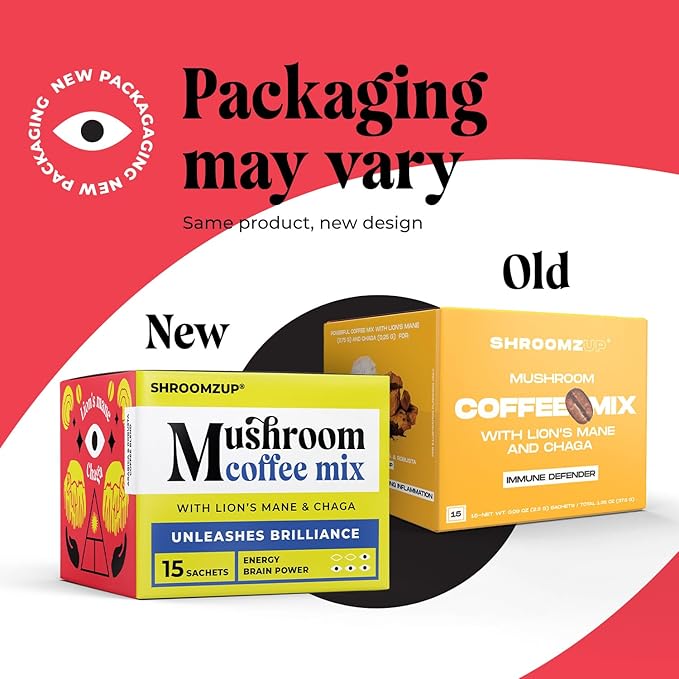 Instant Mushroom Coffee with Lions Mane and Chaga - 15 Pack - Nootropic Superfood Mushroom Coffee Instant - Arabica and Robusta Shrooms Instant Coffee
