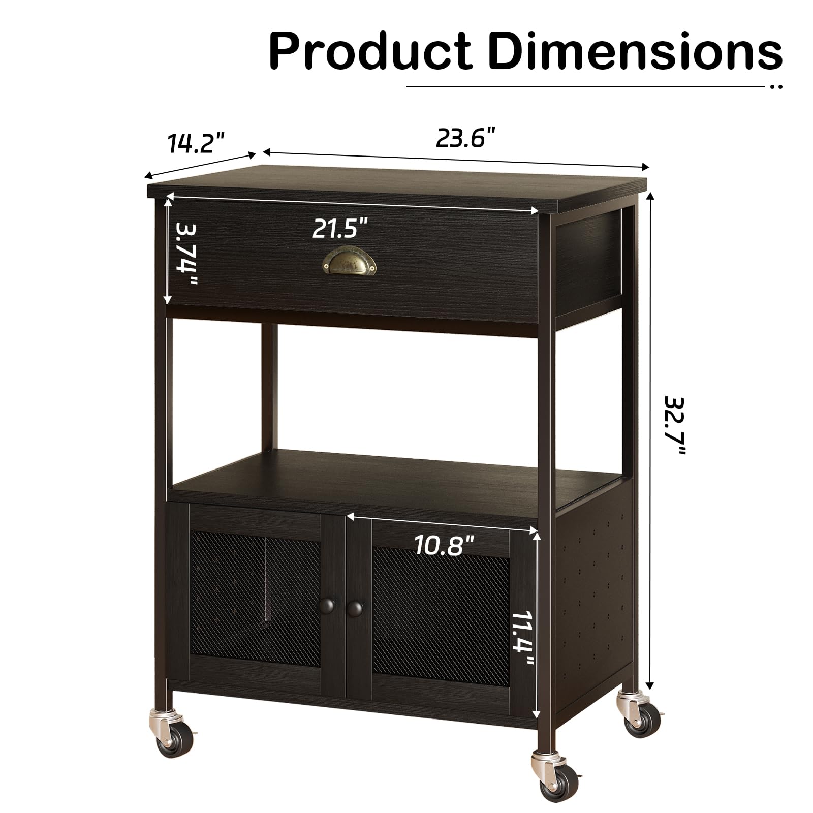 Catrimown Coffee Bar Cart Cabinet,3 Tier Coffee Station Table on Wheels,Coffee Cart with Storage
