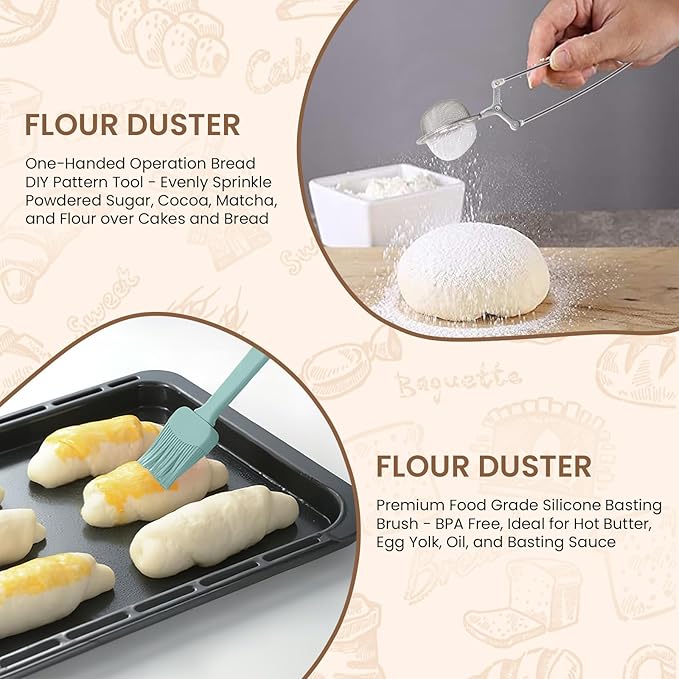 Banneton Bread Proofing Basket - 9.5 Inch Round & 10.4 Inch Oval Foldable Proofing Baskets Set of 2 with Liners for Professional & Home Artisan and Starter Kit with Bread Making Tools,Green