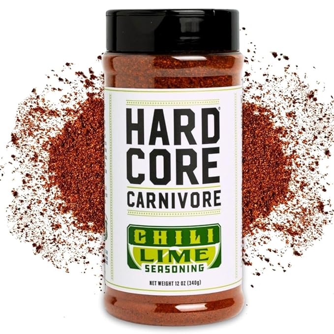 Hardcore Carnivore Chili Lime - Zesty Seasoning Blend (12 oz Shaker) Texas-Made Bold, Tangy Flavor for Chicken, Seafood, Veggies, Rims and More