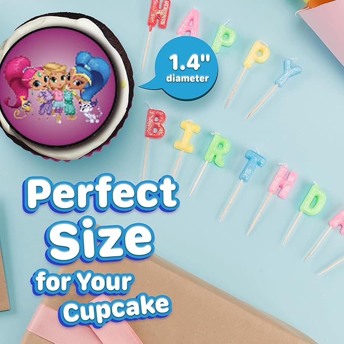 30 x Edible Cupcake Toppers Themed of Shimmer and Shine Collection of Edible Cake Decorations | Uncut Edible on Wafer Sheet