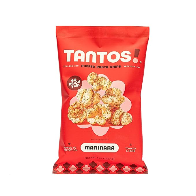 Tantos! Puffed Pasta Chips ??Healthy Pasta Snack by Top Chef Joe Sasto ??Plant-Based, Low Calorie, Crunchy Chips ??Variety Pack ??Marinara, Pesto, Cacio e Pepe, Classico ??Gourmet Bold Flavors (4 oz 2 Pack, Marinara)