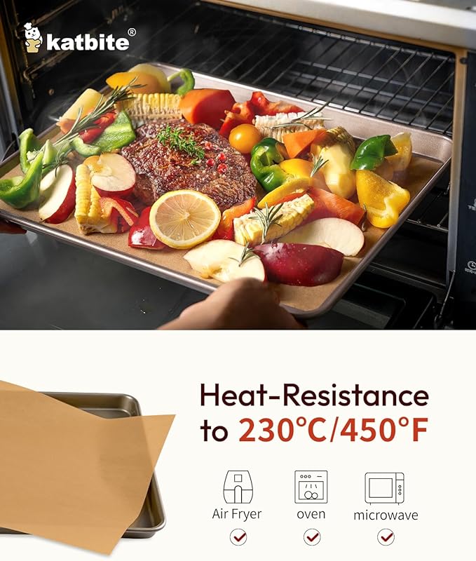 Katbite 350Pcs 9x13 In Parchment Paper Sheets, Heavy Duty Unbleached Baking Paper, Non-stick & Oil Proof for Oven, Air Fryer, Grilling, Steaming and Cooking Bread