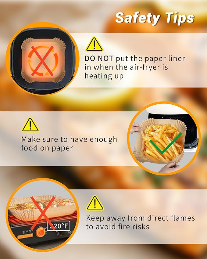 500Pcs Air Fryer Paper Liners, 8??Square Disposable Parchment Paper Liner for 5-8 QT Air Fryer, Non-Stick, Oil Proof Unbleached Airfryer for Baking, Roasting Microwave