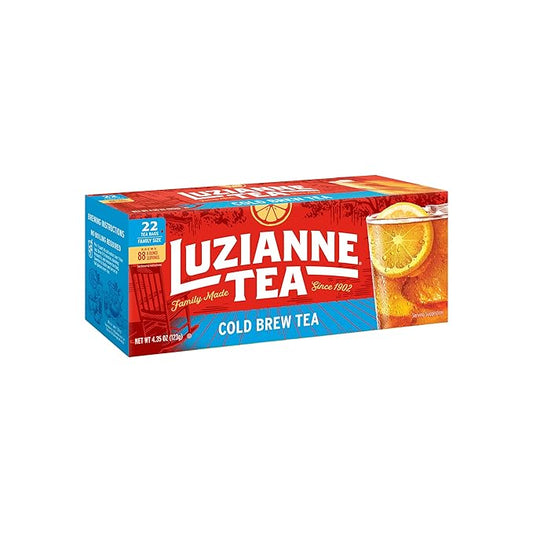 Luzianne Unsweetened Cold Brew Black Iced Tea Bags, Family Size, 22ct Box (Pack of 1)