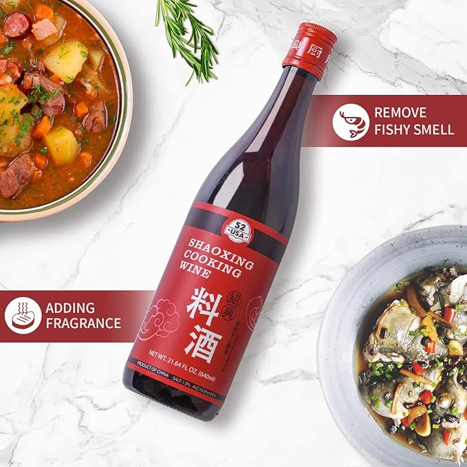 52USA Shaoxing Cooking Wine 21.64 Fl Oz (Pack of 2), Chinese Asian Cooking Wine, Shao Hsing Rice Wine, Shaoxing Rice Wine, Hsing Rice Wine, Fermented Rice Wine, Homemade Asian Cooking