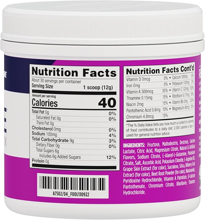 AdvoCare Rehydrate Electrolyte Drink Mix - Hydration & Recovery Drink with Sodium, Potassium & More - Grape, 12.7 oz
