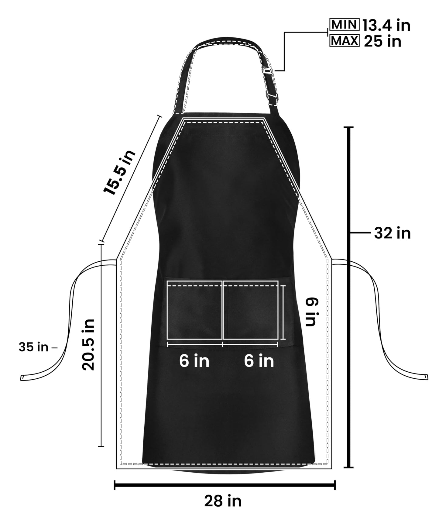 Utopia Kitchen Bib Aprons 10 Pack Adjustable With 2 Pockets Black