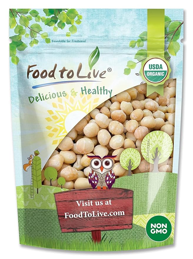 Food to Live Organic Whole Macadamia Nuts, 4 Pounds – Non-GMO, Raw, Shelled, Unsalted, Kosher, Vegan, Bulk. Keto Snack. Buttery Flavor. Good Source of Fiber, Healthy Fats. Perfect for Desserts.