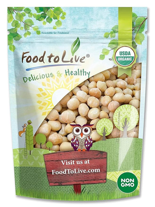 Food to Live Organic Whole Macadamia Nuts, 4 Pounds – Non-GMO, Raw, Shelled, Unsalted, Kosher, Vegan, Bulk. Keto Snack. Buttery Flavor. Good Source of Fiber, Healthy Fats. Perfect for Desserts.