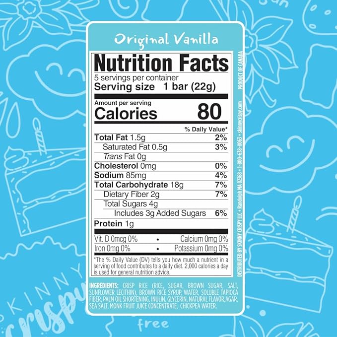 Skinny Crispy Variety Rice Treats ??Birthday Cake (5) & Vanilla (5), Low Sugar (4g), Vegan, Gluten-Free, Dairy-Free, Non-GMO, Top 9 Allergen-Free, Healthy Snack Bars, 10 Count