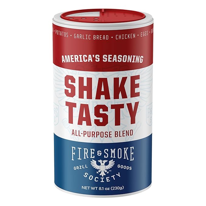 Fire & Smoke Society Shake Tasty All Purpose Seasoning | BBQ Rubs for Smoking and Grilling | Steak, Chicken, Pork, Burgers | Large 8.1 oz