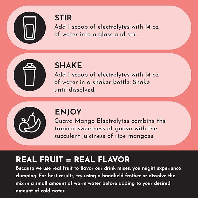 Guava Mango Electrolytes ??30?‘Serving Hydration Drink Mix with Coconut Water, Sea Salt, and Trace Minerals ??Supports Hydration, Recovery, and Electrolyte Balance*