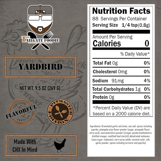 The Tailgate Foodie: Yardbird Poultry Seasoning - Grilling Dry Rub for Poultry - Great on Chicken, Turkey, and all things with Wings - Seasoning and Dry Rub - Large Shaker Bottle