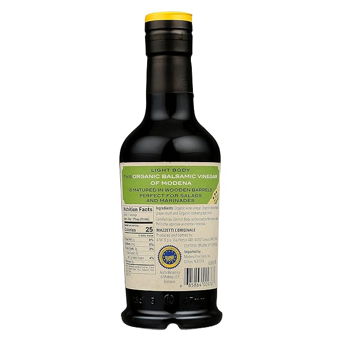 Mazzetti L'Originale Organic Balsamic Vinegar of Modena, Organic & Aged, 3 Leaf, 8.45 Ounce