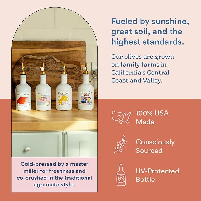 Brightland Infused Olive Oils, The Artist Capsule - Cold-Pressed Made with Early-Harvest Frantoio and Arbosana Olives - High Polyphenol & Infused Olive Oil - 12.7 Fl Oz (Pack of 4)