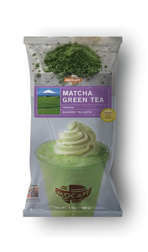 MOCAFE Matcha Latte Mix Powder, sweetened creamy Ceremonial Grade Japanese green tea, caf챕 style premium instant blended frappe, hot and iced drinks, 3lb Bulk Bag