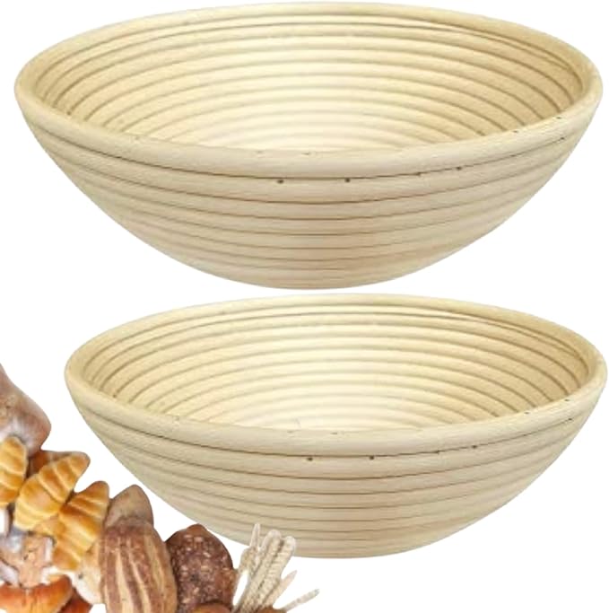 10 Inch Round Bread Banneton Proofing Basket Set of 2 Sourdough Proofing Basket kit for Artisanal Baking ??Bread Making Tools For Professional & Home Bakers (10 inch round- 2 pack)