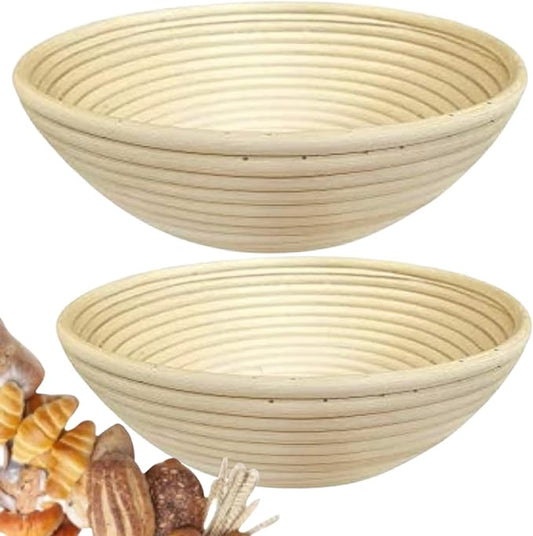 10 Inch Round Bread Banneton Proofing Basket Set of 2 Sourdough Proofing Basket kit for Artisanal Baking ??Bread Making Tools For Professional & Home Bakers (10 inch round- 2 pack)