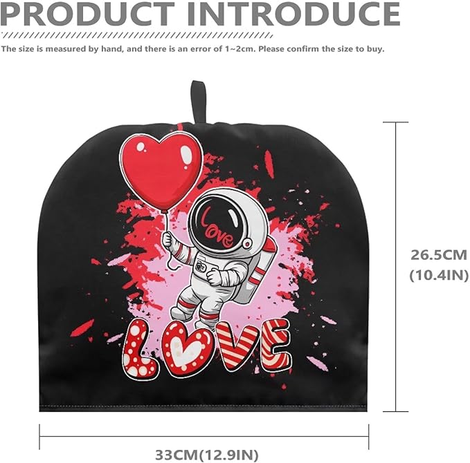 Valentine's Day Tea Cozy for Teapot Insulated Love Astronaut Large Teapot Cover to Keep Warm Tea Kettle Cover Machine Washable Coffee Pot Cloth Covers Kitchen Home Decorations