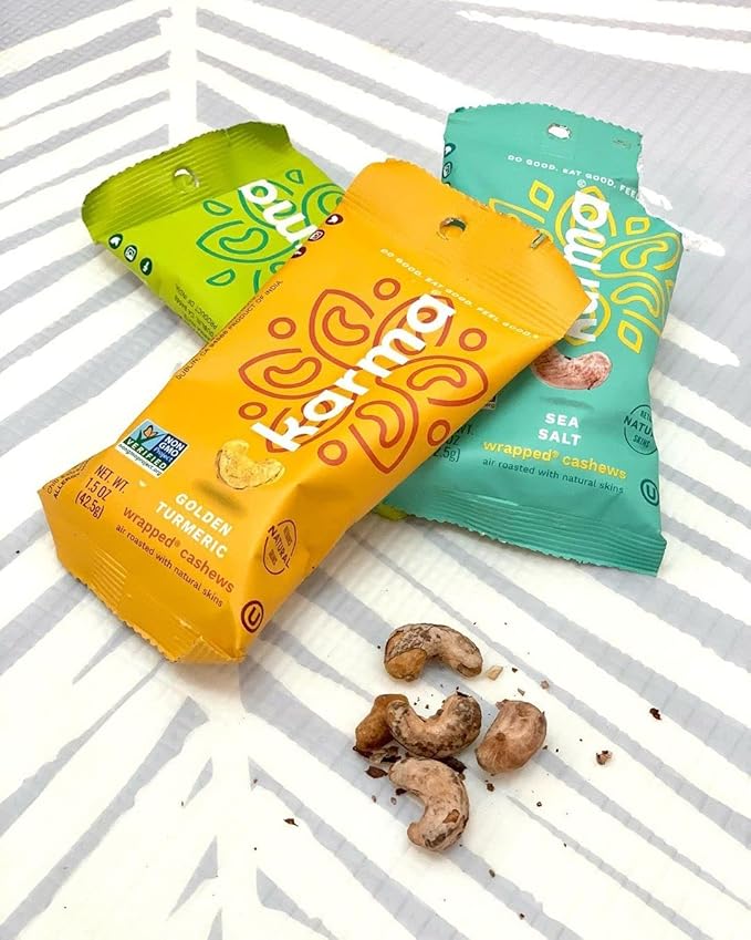 Whole 30 Variety Pack Cashews by Karma Nuts, Whole, Roasted, Vegan, Zero Sugar, Non GMO, Gluten Free, Low Carb, Low Calorie, Everyday Nut Snack, 1.5 Ounce (6 Snack Packs)