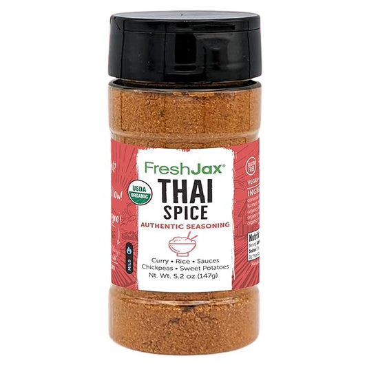 FreshJax Organic Thai Spice Powder ??5.2?¯oz Plant?‘Based Seasoning Blend, Non?‘GMO, Gluten?‘Free, Keto, Paleo, Kosher?”No Preservatives?”Flavorful Thai Curry & Stir?‘Fry Seasoning