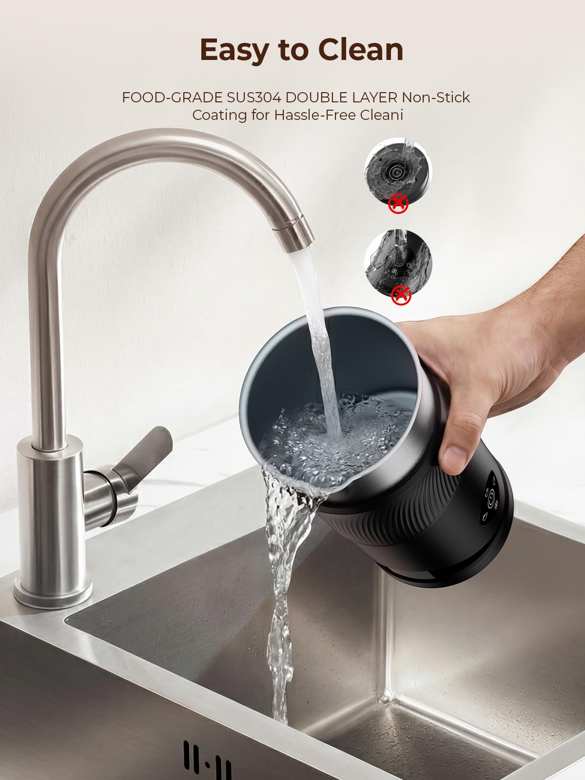 Ecoflarix 350ml Electric Milk Frother: 4-in-1 Hot & Cold,120s Fast Frothing