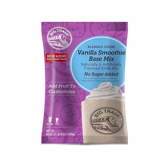 Big Train Blended Cr챔me No Sugar Added Vanilla Smoothie Base Mix, 3.5 Pound (Pack of 1)