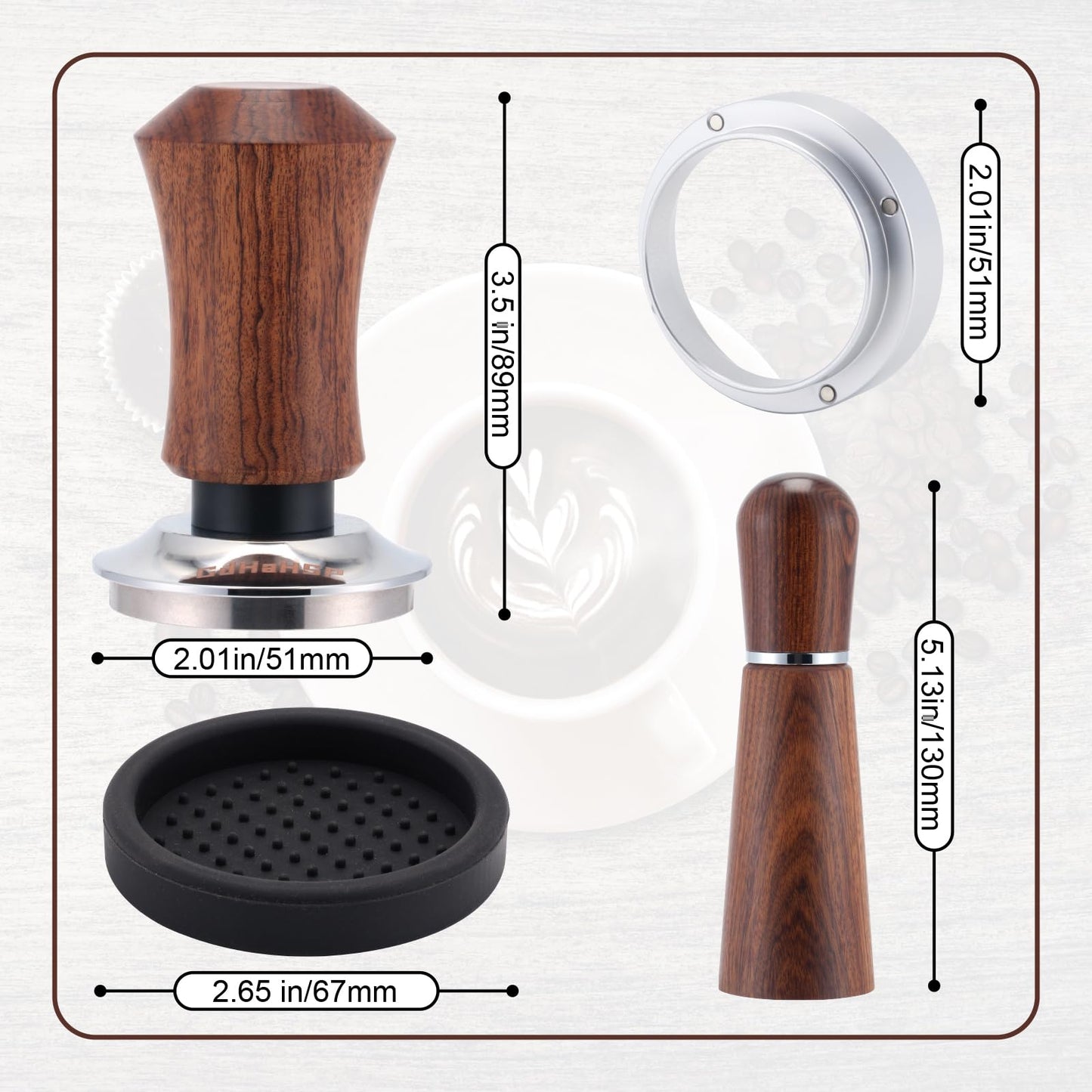 GdHaHSP 51mm Espresso Accessories Kit with Tamper, WDT Tool and Funnel
