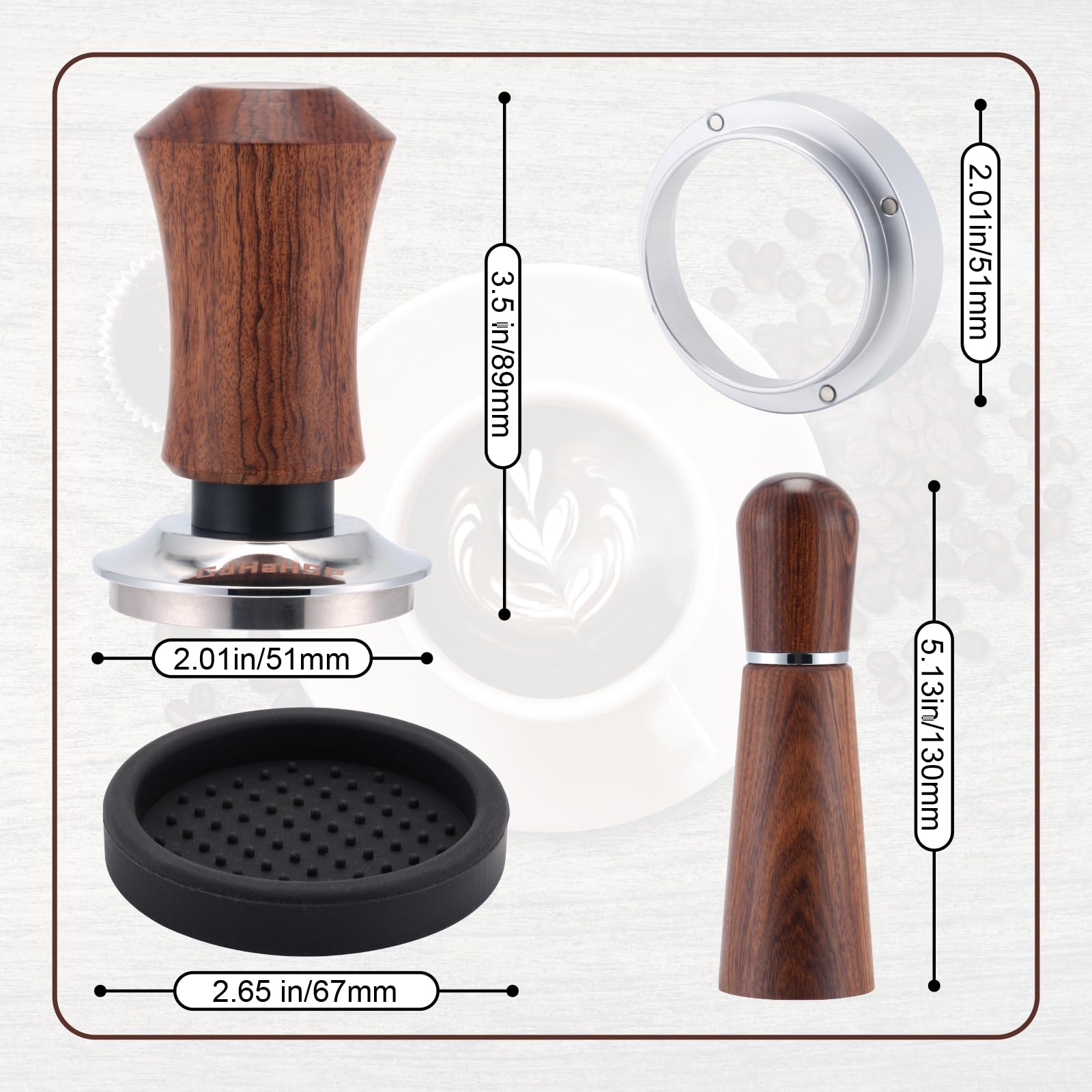 GdHaHSP 51mm Espresso Accessories Kit with Tamper, WDT Tool and Funnel
