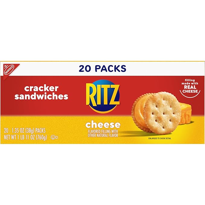 RITZ Cheese Sandwich Crackers, 20 Snack Packs (6 Crackers Per Pack) (Pack of 2)