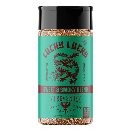Fire & Smoke Lucky Lucky Asian Seasoning Blend | Noodles, Stir Fry, Fried Rice Seasoning | Garlic, Ginger, Smoky Spices, | M, 6 oz