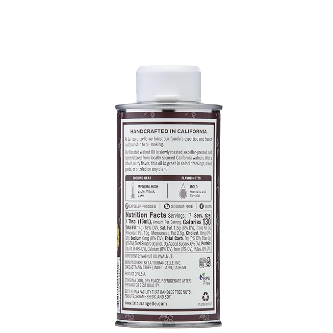 La Tourangelle, Roasted Walnut Oil, Plant-Based Source of Omega-3 Fatty Acid, Cooking, Baking, & Beauty, 8.45 fl oz