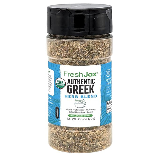FreshJax® Organic Greek Seasoning – 2.8 oz | Mediterranean Herb & Spice Blend for Cooking, Lamb, Chicken, Gyros, Veggies & Grilling | Non-GMO, Gluten-Free, Keto, Paleo