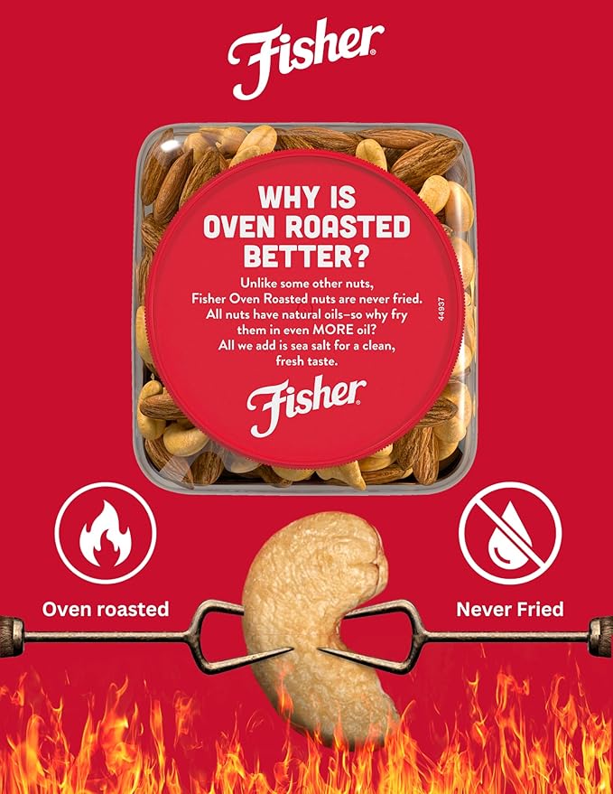 Fisher Oven Roasted Never Fried Almond & Cashew Blend, 24 Ounces (Pack of 1), Healthy Snacks for Adults, No Added Oil, Artificial Ingredients or Preservatives, Trail Mix, Gluten Free
