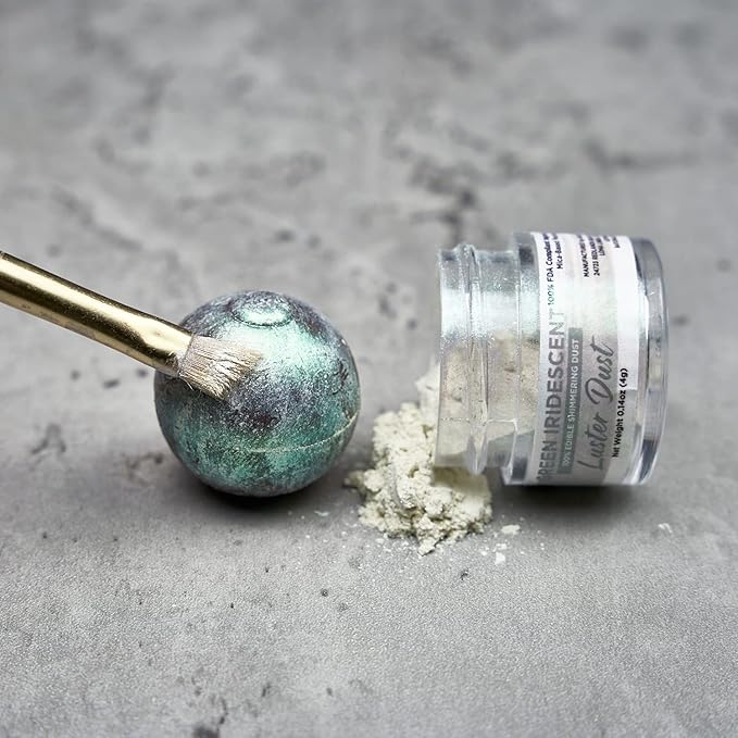 Luster Dust - Green Iridescent (4g 1x Jar) | Edible Vegan Dust & Paint for Cake Decorating, Ice Cream, Desserts, Cocktails and Beverages by Bakell
