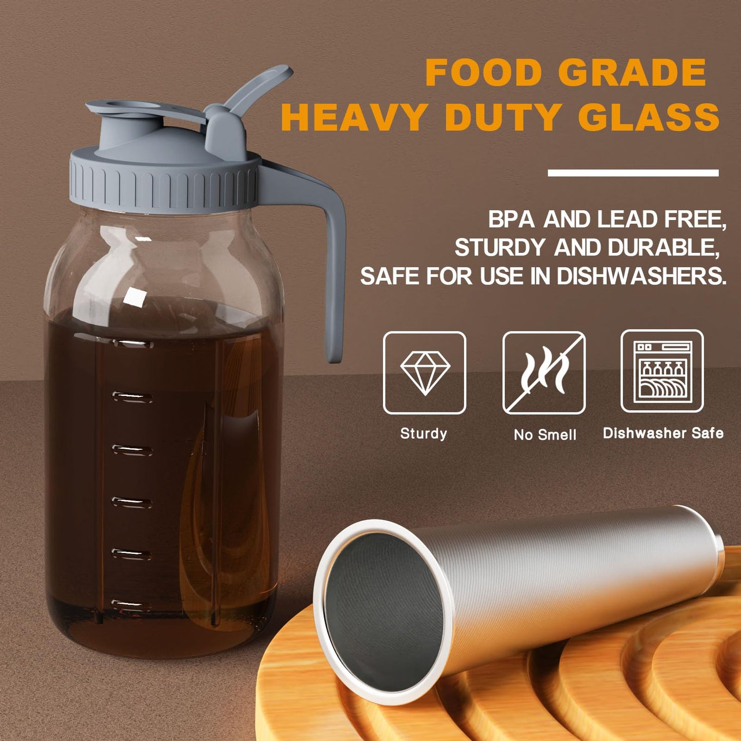 JunVpic Cold Brew Coffee Maker, 64 oz Glass Mason Pitcher
