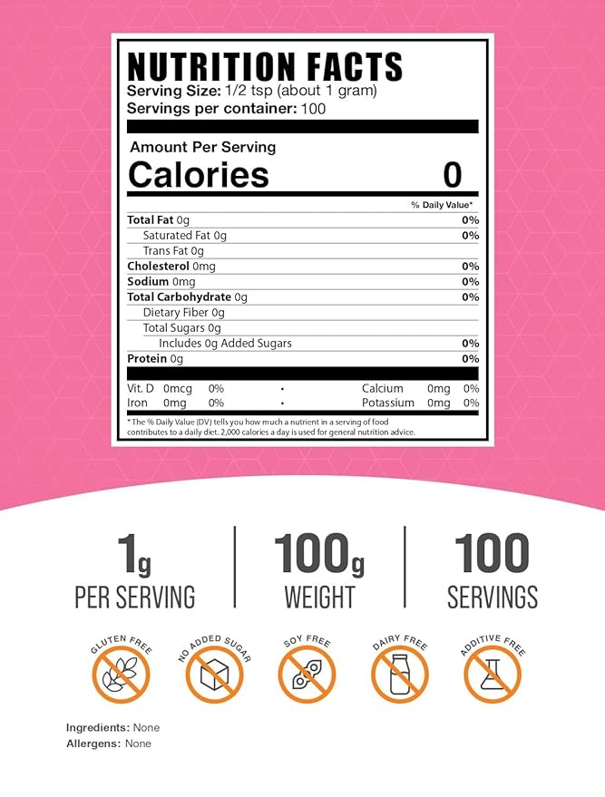 BulkSupplements.com Fructose Powder - Fructose Sugar, Zero Calorie Sweetener - Food Grade & Gluten Free, 1g per Serving, 100g (3.5 oz) (Pack of 1)