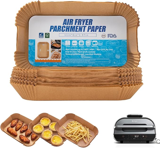 Air Fryer Liners For Ninja Foodi Smart Xl Air Fryer,120Pcs Air Fryer Disposable Paper Liner, Parchment Liners For Ninja FG551 6-in-1 Indoor Grill,Rectangular