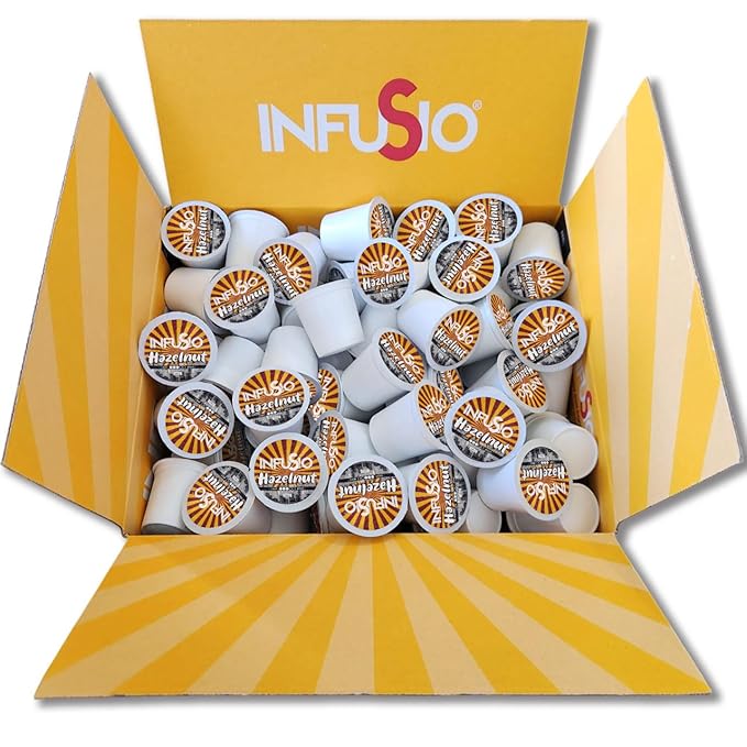 InfuSio Hazelnut Coffee Pods, Single Serve Coffee Pods for Keurig K Cups Brewers - Premium Roasted 96 Count