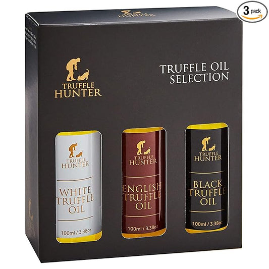 TruffleHunter - English, Black & White Truffle Oil Set - 3.38 Oz x 3