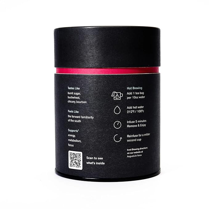 August Uncommon Low Country Bourbon Sugar Black Tea ??Vegan, Non-GMO Loose Tea Leaves ??Energize Your Day with Southern Wild Flavor in a Convenient Can with 15 Plastic-Free Bags