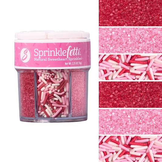 Sweets Indeed Sprinkles 6 Cell Edible Sprinkle Mix Jimmies Perfect for Cake Decorations Baking Ice Cream Cookies Cupcake Topper (Sweetheart)